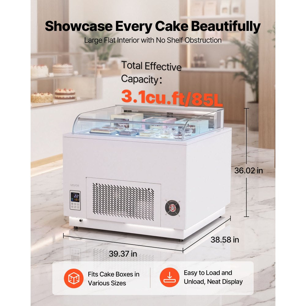 VEVOR Open Air Merchandiser, 3.1 cu. ft. Shelving Commercial Refrigerator, Grab and Go Fan Cooling Display Cooler, with LED Lighting, Night Curtain, Horizontal for Restaurants, Stores, Office