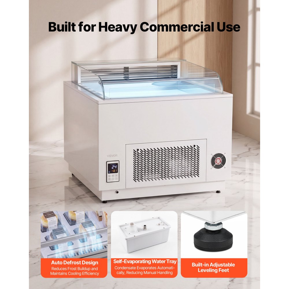 VEVOR Open Air Merchandiser, 3.1 cu. ft. Shelving Commercial Refrigerator, Grab and Go Fan Cooling Display Cooler, with LED Lighting, Night Curtain, Horizontal for Restaurants, Stores, Office