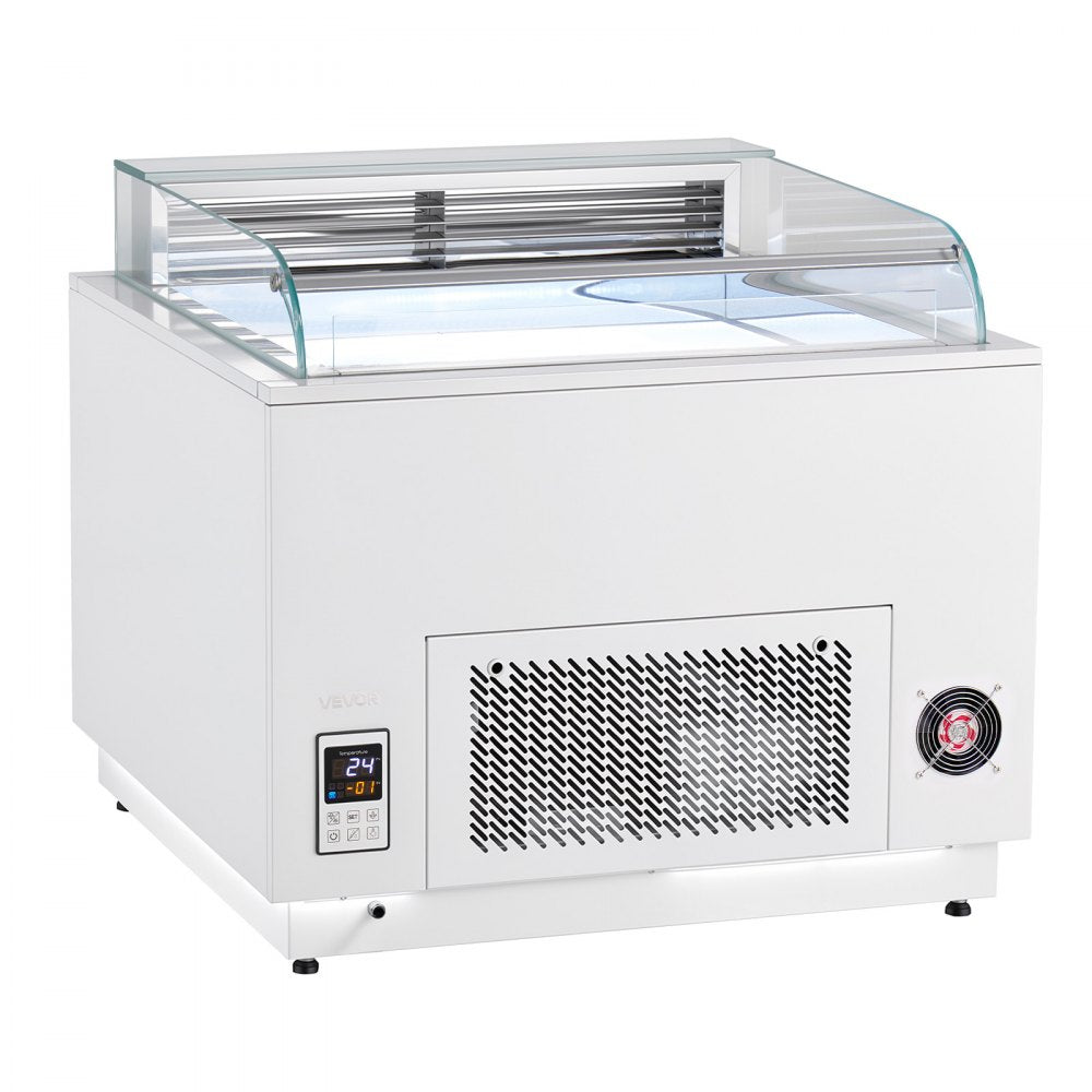 VEVOR Open Air Merchandiser, 3.1 cu. ft. Shelving Commercial Refrigerator, Grab and Go Fan Cooling Display Cooler, with LED Lighting, Night Curtain, Horizontal for Restaurants, Stores, Office
