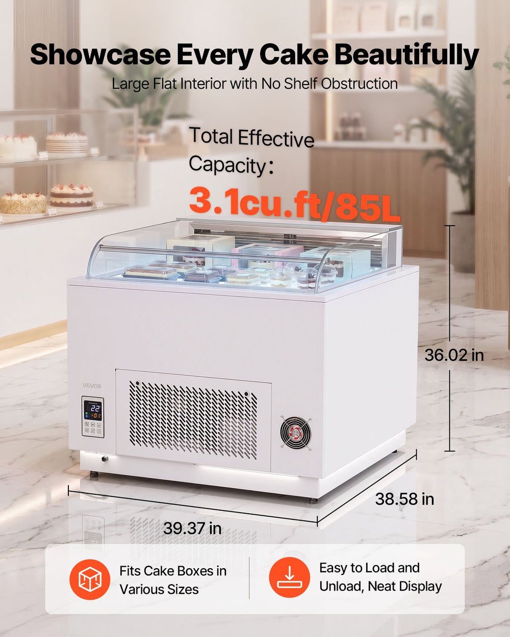 VEVOR Open Air Merchandiser, 3.1 cu. ft. Shelving Commercial Refrigerator, Grab and Go Fan Cooling Display Cooler, with LED Lighting, Night Curtain, Horizontal for Restaurants, Stores, Office