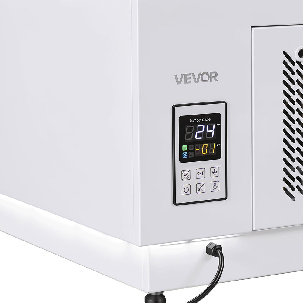 VEVOR Open Air Merchandiser, 3.1 cu. ft. Shelving Commercial Refrigerator, Grab and Go Fan Cooling Display Cooler, with LED Lighting, Night Curtain, Horizontal for Restaurants, Stores, Office