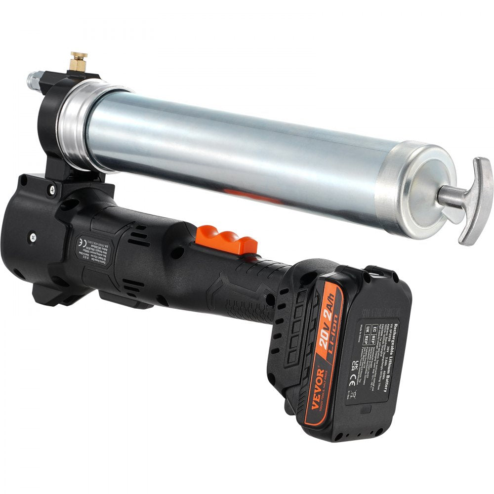 VEVOR Cordless Grease Gun, 20-Volt, 10,000 PSI, 39" Long Hose, Electric Grease Gun Kit Professional High Pressure Battery Powered Grease Gun with Carrying Case, Two Batteries & Charger Included, Black