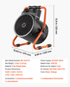 VEVOR Greenhouse Heater, 1500W Electric Space Heater with Thermostat, Fan & High Heat Modes, 25° Adjustable Angle, IPX4 & Overheat Protection, for Grow Tent, Greenhouse, Flower Room, Home Office
