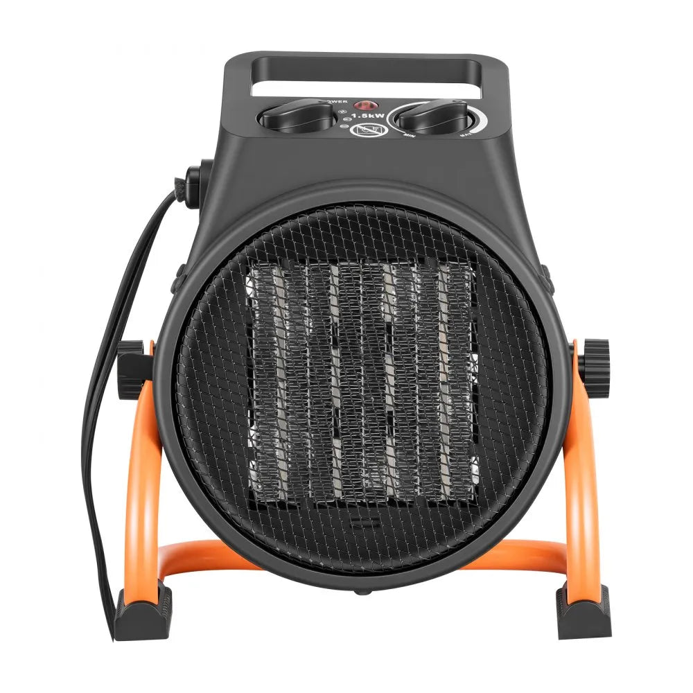VEVOR Greenhouse Heater, 1500W Electric PTC Space Heater with Fan, Low & High Heat Modes, 15° Adjustable Angle, Overheat Protection, Portable for Grow Tent, Small Greenhouse, Flower Room, Home Office