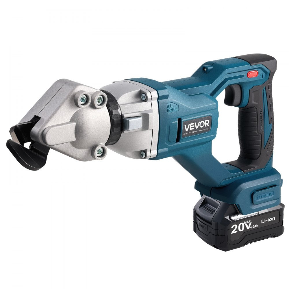 VEVOR Metal Shear, Cordless Sheet Metal Cutter with 360-Degree Pivoting Head, Double Blades, 110VAC 20VDC, Cuts 18 GA Galvanized Steel, 20 GA Stainless Steel, Aluminum, Plastic, Cardboard, 2800SPM