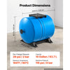 VEVOR 14-Gallon Horizontal Well Pressure Tank, Pre-Charged Pressurized Water Tank for Well Pumps, Heavy-Duty Carbon Steel Water Storage Container for Home, School, Farm & Irrigation Systems