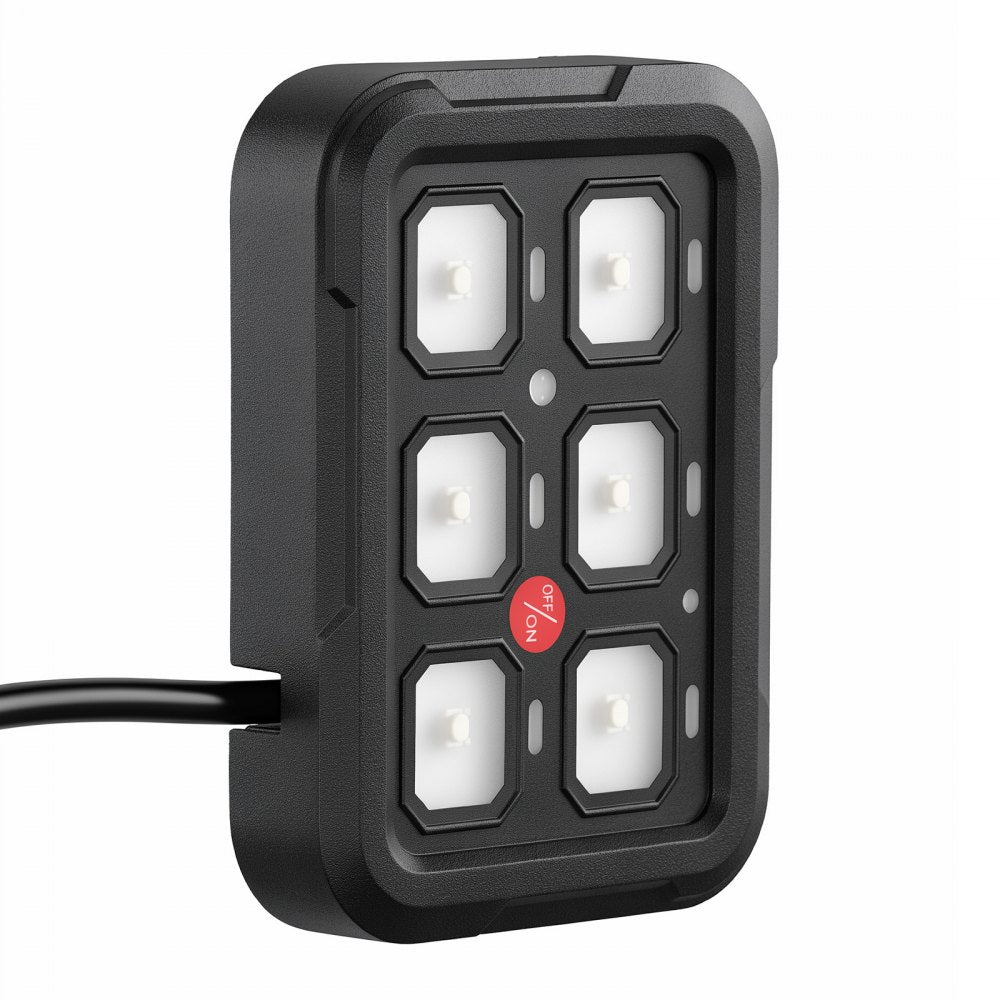 VEVOR 6 Gang Switch Panel RGB Circuit Control Box Backlight Auto-Dimmable, for 12-24V Car Truck Boat ATV UTV SUV, Toggle Momentary Strobe 3 Mode, 1440W 60A, Multifunctional Relay System, Waterproof