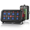 VEVOR 8 Gang Switch Panel Circuit Control Wireless Remote Up to 165 ft, for 12-24V Car Truck Pickup Boat UTV SUV, RGB Auto-Dimmable with Toggle Momentary Strobe, 1440W 60A Relay System, Waterproof