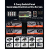VEVOR 8 Gang Switch Panel RGB Circuit Control Box Backlight Auto-Dimmable, for 12-24V Car Truck Boat ATV UTV SUV, Toggle Momentary Strobe 3 Mode, 1440W 60A, Multifunctional Relay System, Waterproof