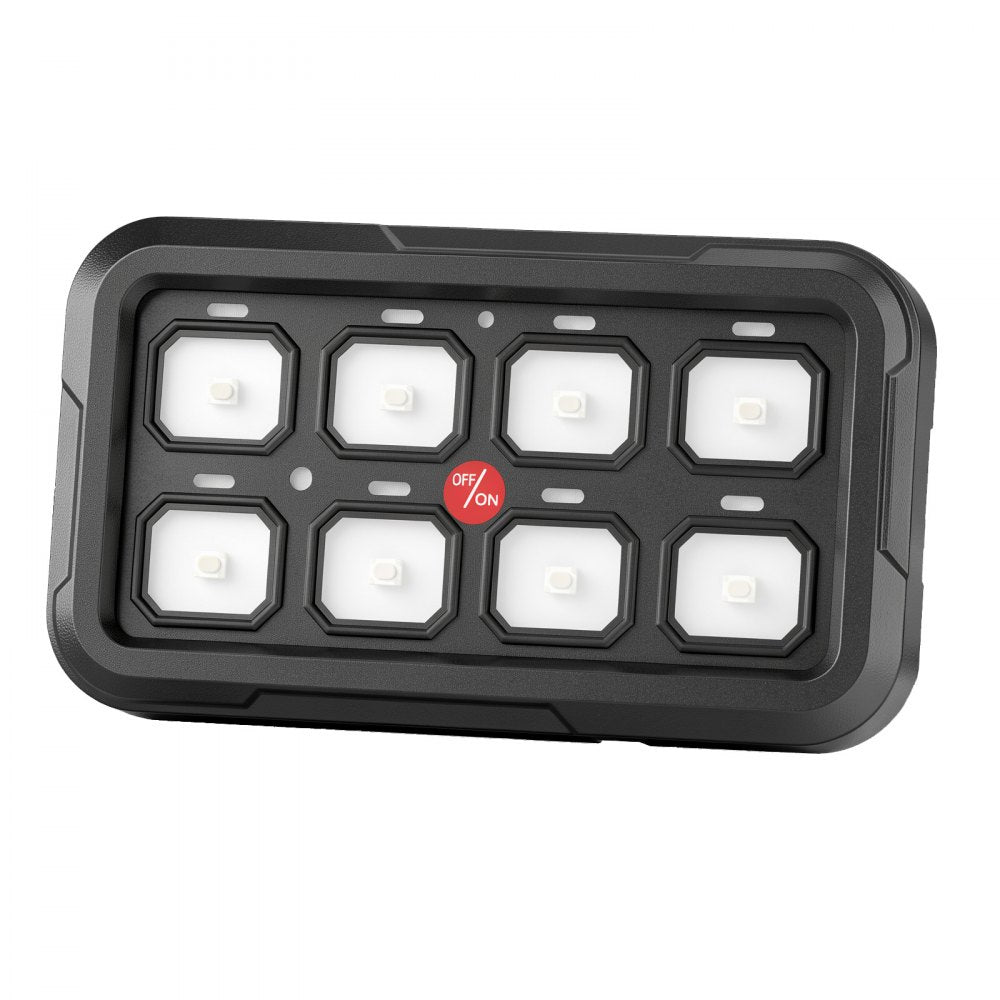 VEVOR 8 Gang Switch Panel RGB Circuit Control Box Backlight Auto-Dimmable, for 12-24V Car Truck Boat ATV UTV SUV, Toggle Momentary Strobe 3 Mode, 1440W 60A, Multifunctional Relay System, Waterproof