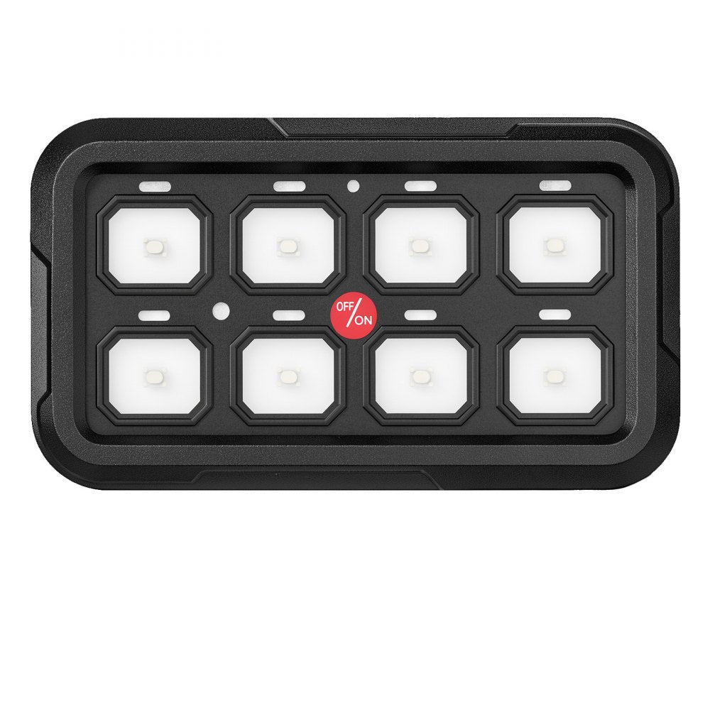 VEVOR 8 Gang Switch Panel RGB Circuit Control Box Backlight Auto-Dimmable, for 12-24V Car Truck Boat ATV UTV SUV, Toggle Momentary Strobe 3 Mode, 1440W 60A, Multifunctional Relay System, Waterproof