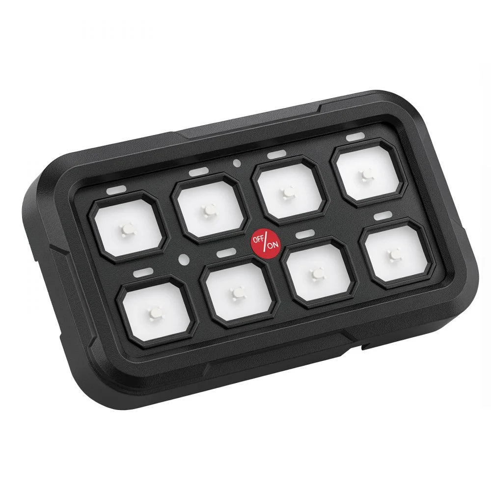 VEVOR 8 Gang Switch Panel RGB Circuit Control Box Backlight Auto-Dimmable, for 12-24V Car Truck Boat ATV UTV SUV, Toggle Momentary Strobe 3 Mode, 1440W 60A, Multifunctional Relay System, Waterproof