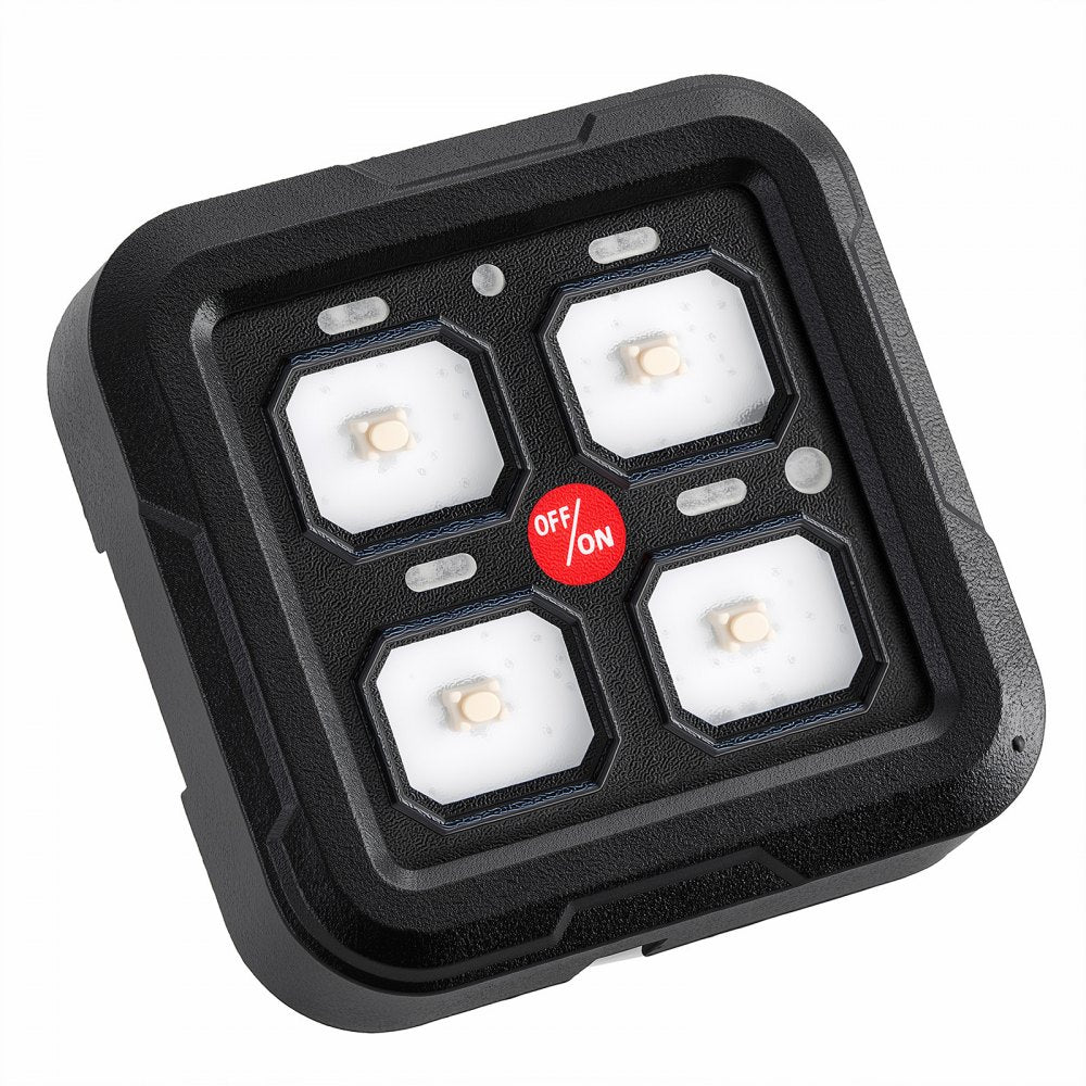 VEVOR 4 Gang Switch Panel RGB Circuit Control Box Backlight Auto-Dimmable, for 12-24V Car Truck Boat ATV UTV SUV, Toggle Momentary Strobe 3 Mode, 1440W 60A, Multifunctional Relay System, Waterproof
