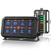 VEVOR 8 Gang Switch Panel RGB Circuit Control Box APP Control Backlight, for 12-24V Car Truck Boat ATV UTV SUV, Toggle Momentary Strobe 3 Mode, 1440W 60A, Multifunctional Relay System, Waterproof