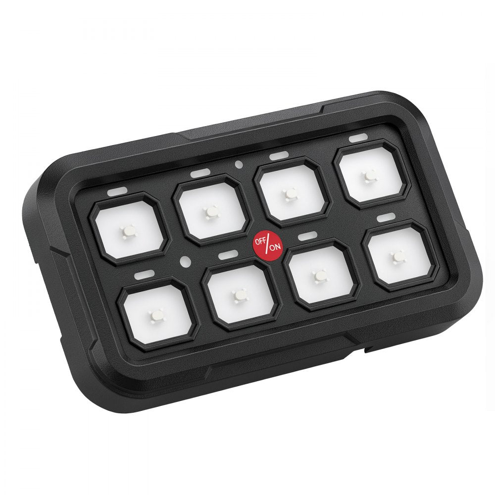 VEVOR 8 Gang Switch Panel RGB Circuit Control Box APP Control Backlight, for 12-24V Car Truck Boat ATV UTV SUV, Toggle Momentary Strobe 3 Mode, 1440W 60A, Multifunctional Relay System, Waterproof