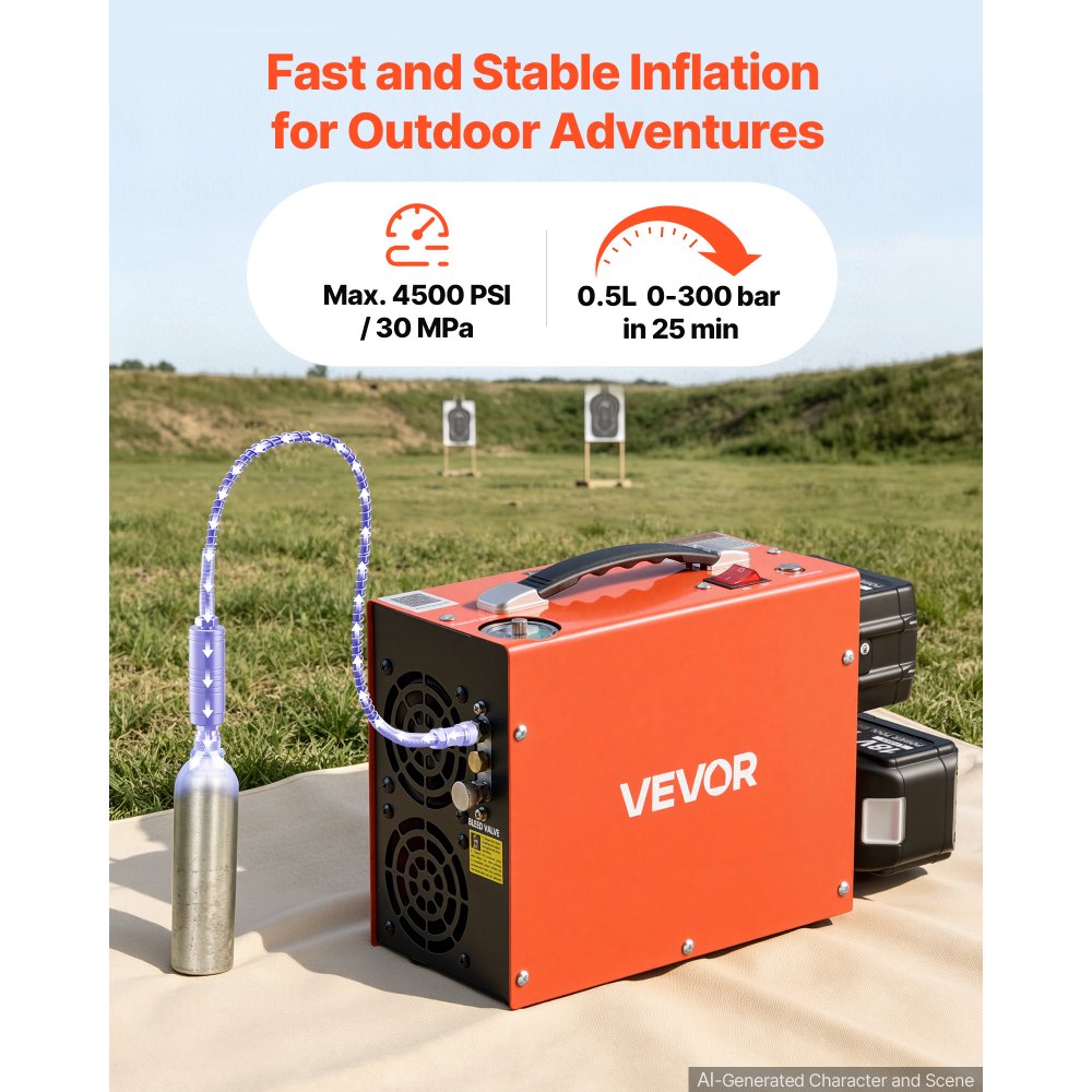 VEVOR Cordless PCP Air Compressor 4500PSI/30 MPa with Dual 18V 7.5AH Batteries, Auto Stop 250W PCP Airgun Compressor, Portable Paintball Tank Compressors for Air Rifle, Scuba Diving Bottle