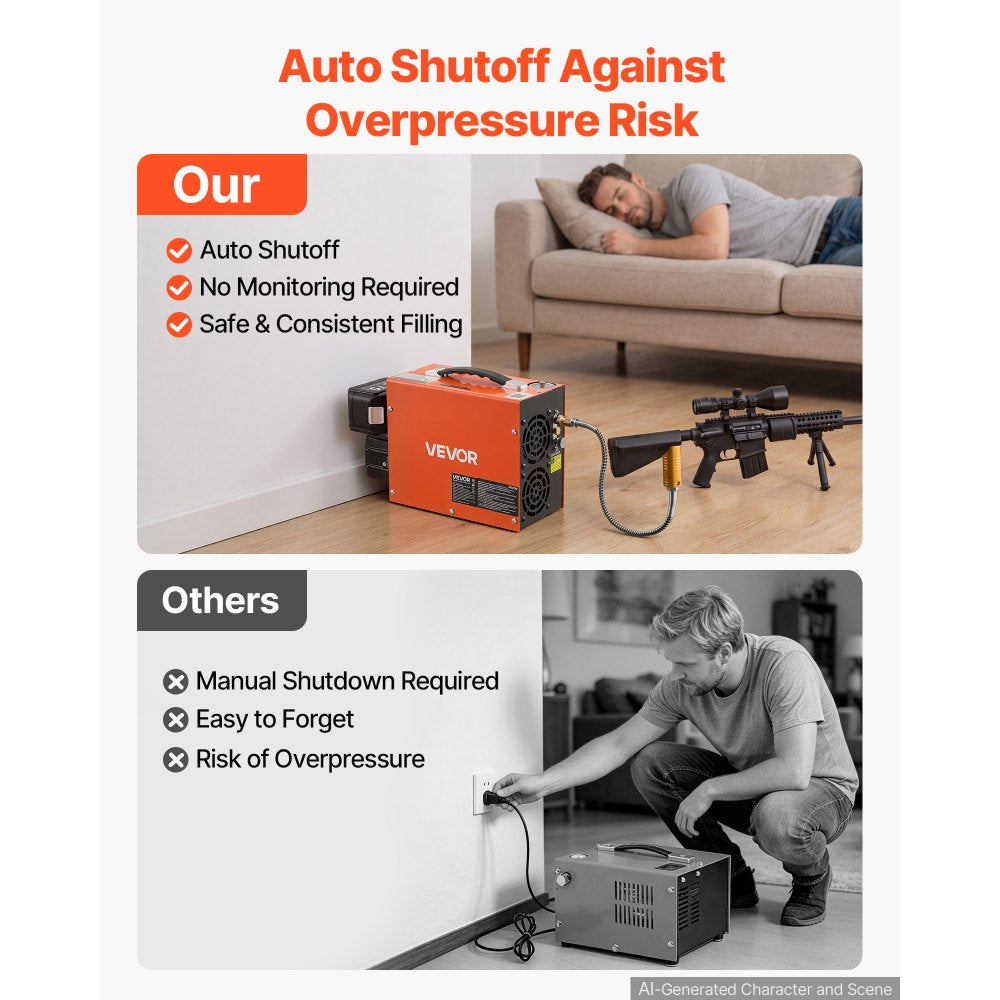 VEVOR Cordless PCP Air Compressor 4500PSI/30 MPa with Dual 18V 7.5AH Batteries, Auto Stop 250W PCP Airgun Compressor, Portable Paintball Tank Compressors for Air Rifle, Scuba Diving Bottle
