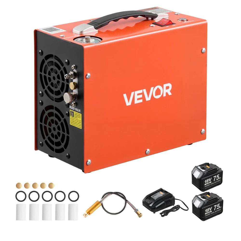 VEVOR Cordless PCP Air Compressor 4500PSI/30 MPa with Dual 18V 7.5AH Batteries, Auto Stop 250W PCP Airgun Compressor, Portable Paintball Tank Compressors for Air Rifle, Scuba Diving Bottle