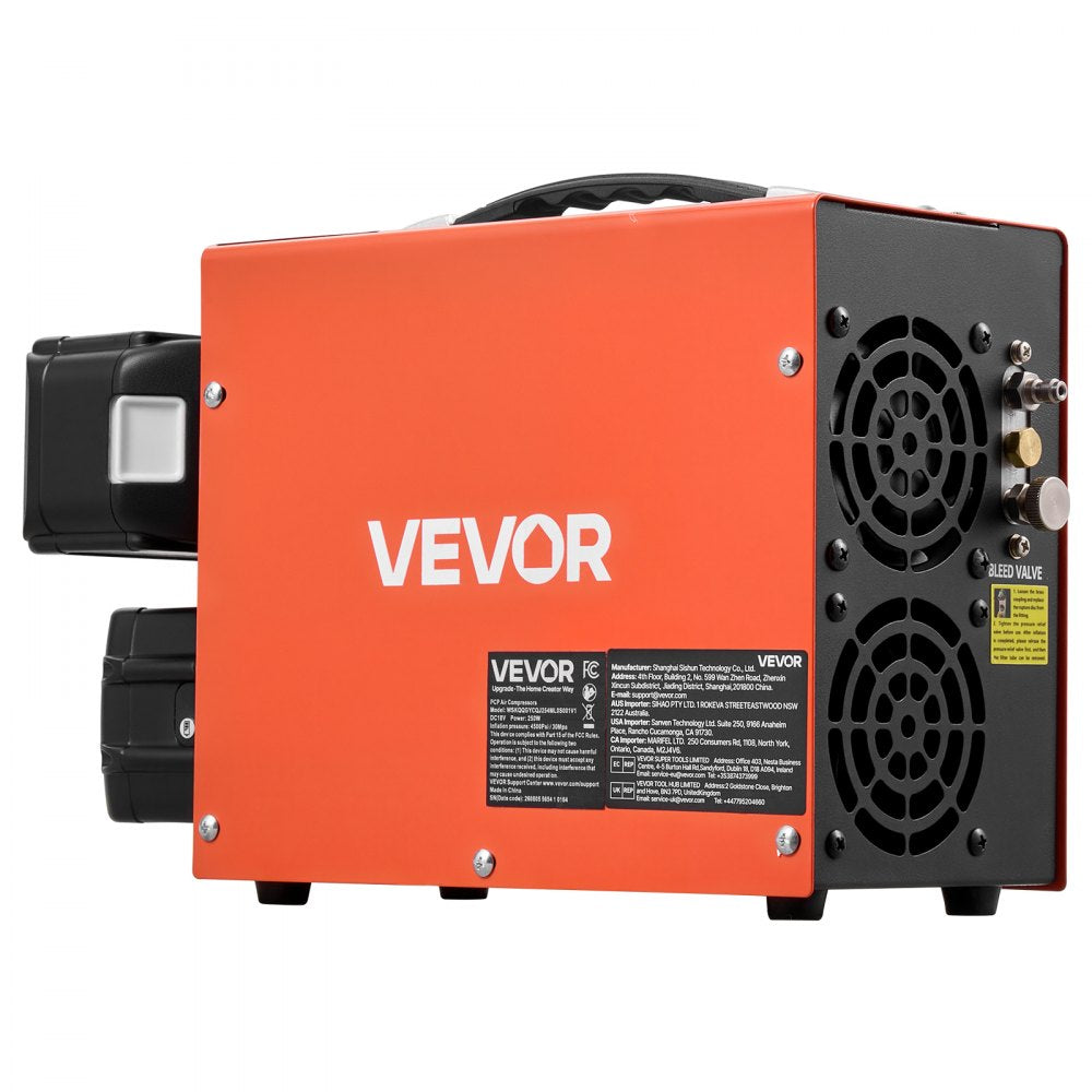 VEVOR Cordless PCP Air Compressor 4500PSI/30 MPa with Dual 18V 7.5AH Batteries, Auto Stop 250W PCP Airgun Compressor, Portable Paintball Tank Compressors for Air Rifle, Scuba Diving Bottle