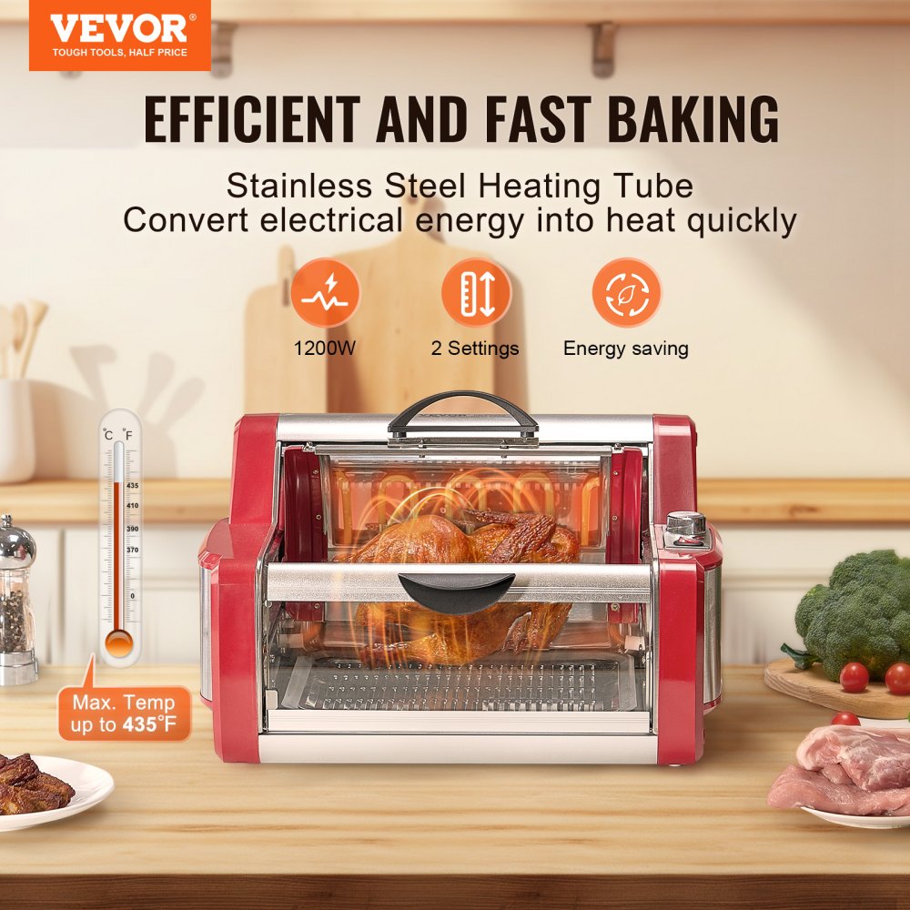 VEVOR Shawarma Grill Machine, Chicken Shawarma Cooker Machine Countertop, Electric Stainless Steel Broiler Gyro Rotisserie Oven Doner Kebab Machine, for Home Restaurant Kitchen Parties