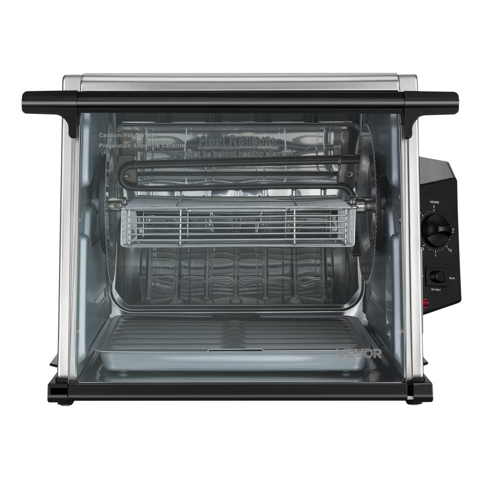 VEVOR Rotisserie Oven Large Capacity 12L Shawarma Grill Machine 1250W, for Chicken, Beef Ribs, Lamb Leg, Grilled Vegetables, Countertop Grill Roaster with Heat-Resistant Door and Timer Control