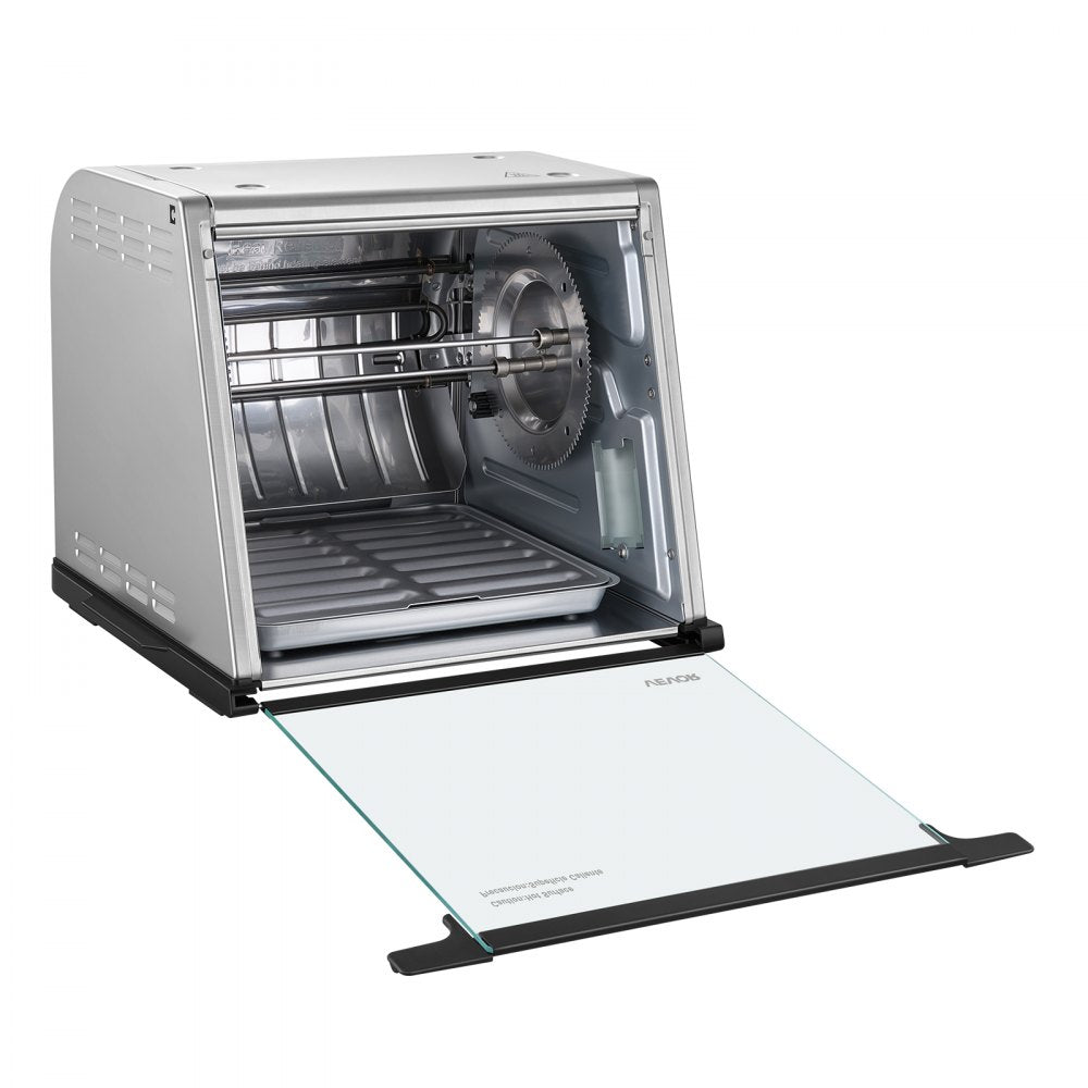 VEVOR Rotisserie Oven Large Capacity 12L Shawarma Grill Machine 1250W, for Chicken, Beef Ribs, Lamb Leg, Grilled Vegetables, Countertop Grill Roaster with Heat-Resistant Door and Timer Control