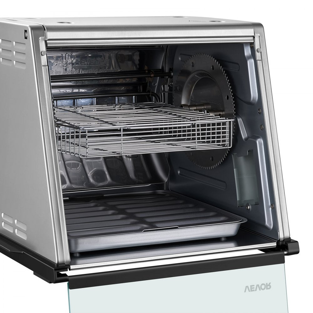 VEVOR Rotisserie Oven Large Capacity 12L Shawarma Grill Machine 1250W, for Chicken, Beef Ribs, Lamb Leg, Grilled Vegetables, Countertop Grill Roaster with Heat-Resistant Door and Timer Control