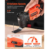 VEVOR Cordless Oscillating Tool, 20V Multitool Oscillating Tool with 6 Variable Speeds 8500 - 17000 OPM, 3.2° Oscillating Angle, 8PCS Saw Accessories & LED Work Light (Battery Pack Not Included)
