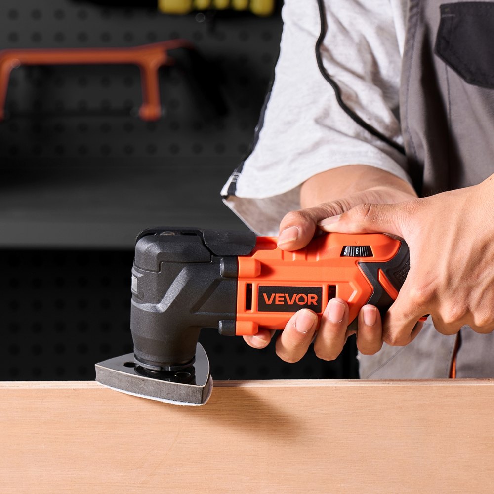 VEVOR Cordless Oscillating Tool, 20V Multitool Oscillating Tool with 6 Variable Speeds 8500 - 17000 OPM, 3.2° Oscillating Angle, 8PCS Saw Accessories & LED Work Light (Battery Pack Not Included)