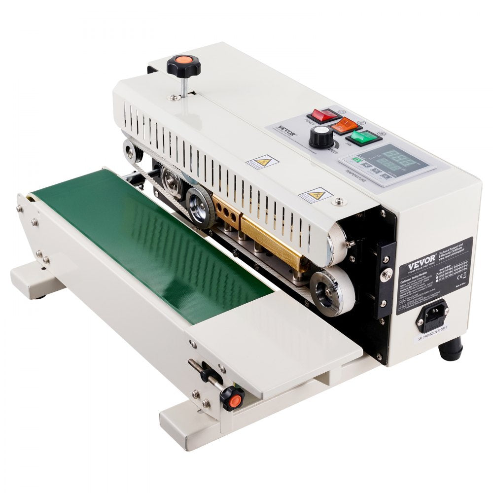 VEVOR Continuous Bag Band Sealing Machine, 0.24-0.47 in/6-12 mm Seal Width, Horizontal Band Sealer Machine with Digital Temperature Control, Carbon Steel Bag Sealer for 0.02-0.8 mm Plastic Bags Films