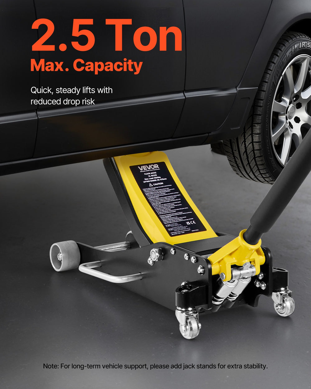 VEVOR Low Profile Floor Jack, 2.5 Ton (5500 lbs) Capacity, Aluminum & Steel Racing Floor Jack with Dual Pistons Quick Lift Pump, Hydraulic Trolley Car Lift for Compact SUVs, Lifting Range 3.74-18.7 in