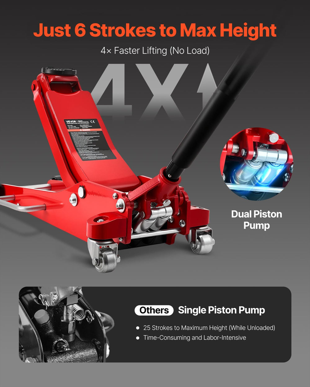 VEVOR Low Profile Floor Jack image - angle view 1