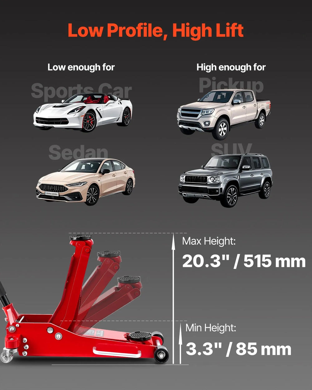 VEVOR Low Profile Floor Jack image - angle view 2