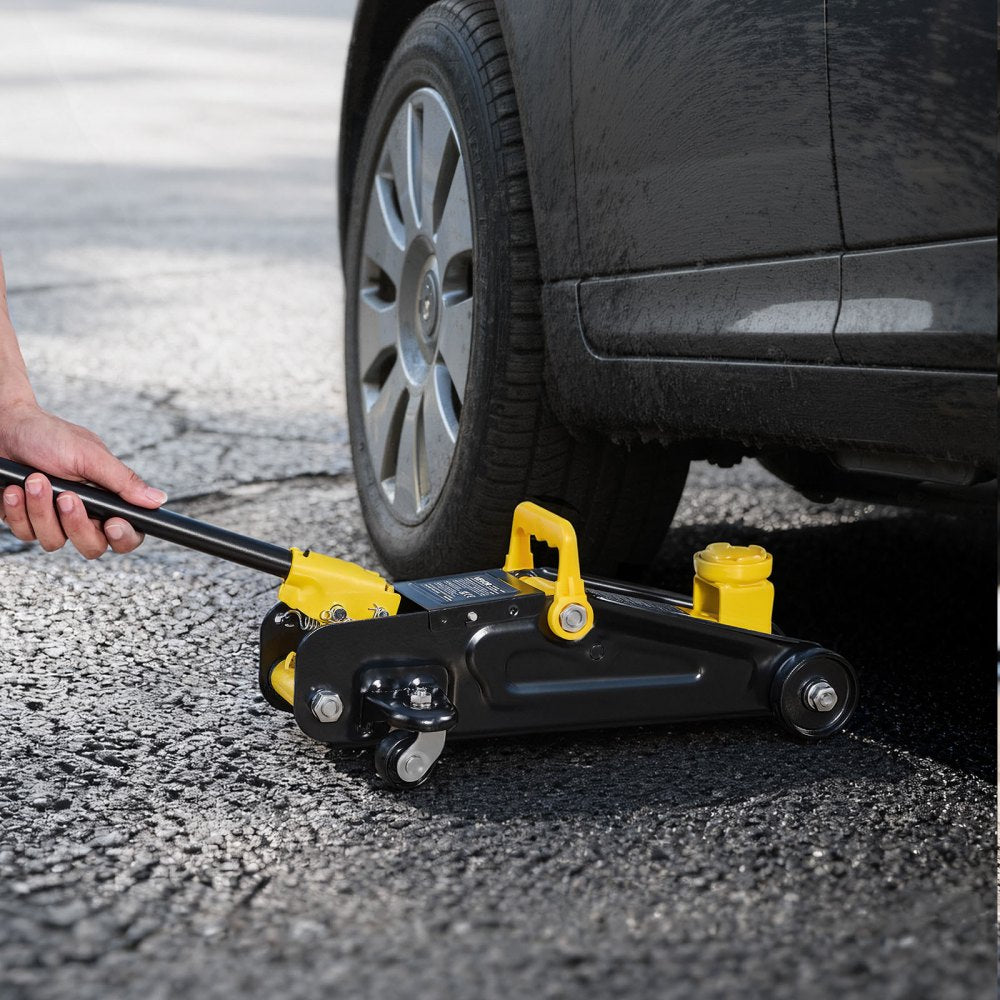 VEVOR Low Profile Floor Jack, 1.5 Ton (3300 lbs) Capacity, Steel Racing Floor Jack with Single Piston Quick Lift Pump, Hydraulic Trolley Car Lift for Sports Cars, Sedans, Lifting Range 5.1-12.2 Inches