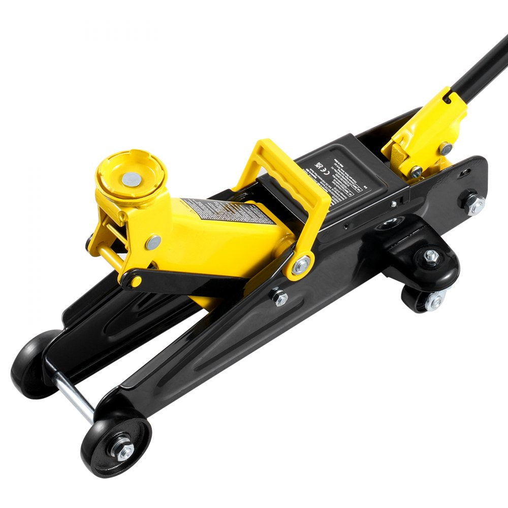 VEVOR Low Profile Floor Jack 2 Ton (4400 lbs), Heavy Duty Iron Hydraulic Racing Floor Jack, Hydraulic Car Jack, Single Piston Quick Lift Pump, 4.9"-13.2" Height Lifting Range (Yellow)
