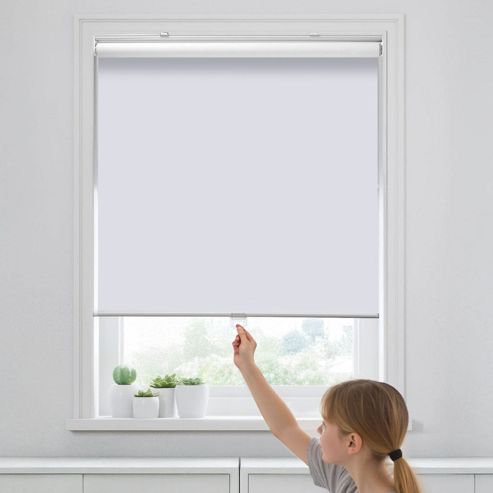 VEVOR Cordless Roller Shades, 34 x 72 in, Pull Down Blackout Blinds for Windows Room Darkening, Thermal Insulated, Easy to Install, Blackout Roller Shades for Bedroom, Bathroom, Home, Office, White