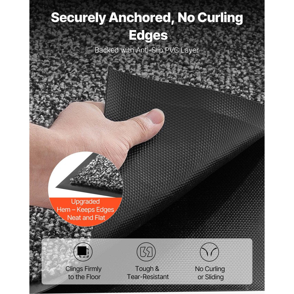 VEVOR Front Door Mat, 5 x 3 ft Commercial Floor Mat for Indoor and Outdoor, Industrial Entrance Carpet with PVC Backing, Heavy Duty Washable Entry Rug for Hallway, Kitchen, Balcony, Garage, Grey