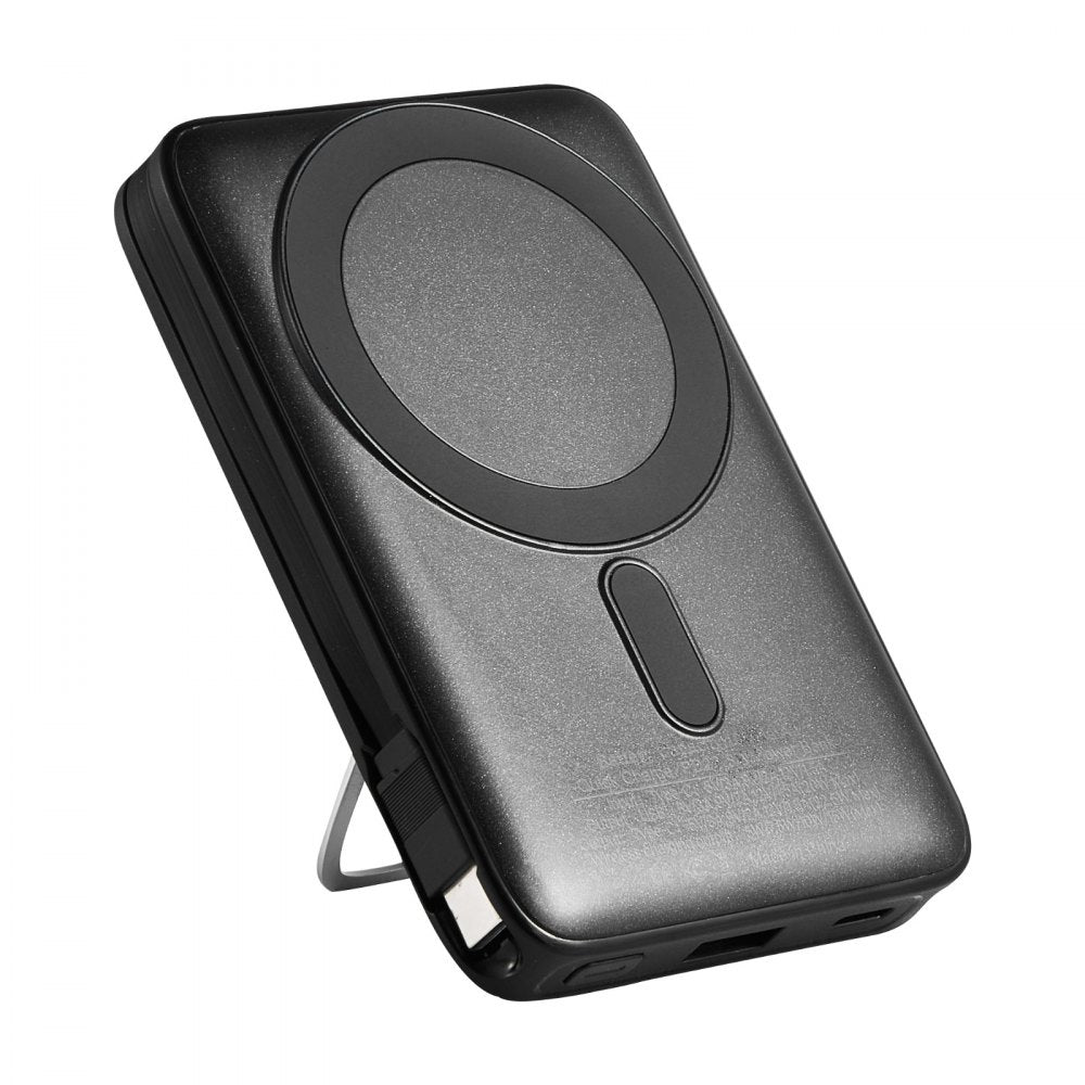 VEVOR Magnetic Power Bank, 10000 mAh Battery Pack, Wireless MagSafe-Compatible Portable Charger, with Smart LED Display, Foldable Stand, Fast Charging for iPhone16/15/14/13/12 Series, Samsung, Huawei