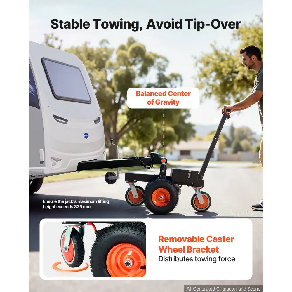 VEVOR Electric Trailer Dolly, 3600 lbs Capacity 800W 600 lbs Tongue Load, for RV Campers, Cargo, Utility & Boat Trailers, 2 in & 1-7/8 in Hitch Balls, Moving & Positioning Trailers, Heavy-Duty Steel
