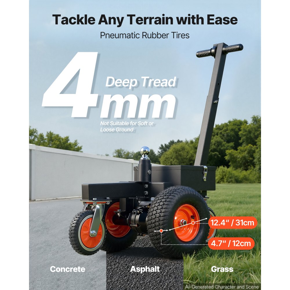 VEVOR Electric Trailer Dolly, 3600 lbs Capacity 800W 600 lbs Tongue Load, for RV Campers, Cargo, Utility & Boat Trailers, 2 in & 1-7/8 in Hitch Balls, Moving & Positioning Trailers, Heavy-Duty Steel