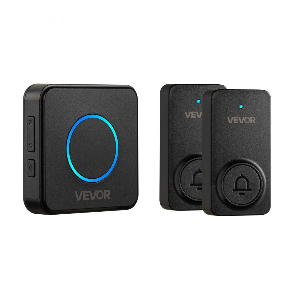 VEVOR Wireless Doorbell Kit, IP54 Waterproof Door Chime Ranges up to 1000 ft, 5 Adjustable Volumes, 48 Ringtones, Easy Installation, Wireless Doorbell Ideal for Home, Doorway, Classroom, Office, Black