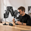 VEVOR Multi-Directional Microscope with Spring Bracket Universal Ball Vise, for Diamond Setting Jewelry Making Engraving, 7X-45X Continuous Magnification, Micro Inlaid Mirror with Adjustable LED Light