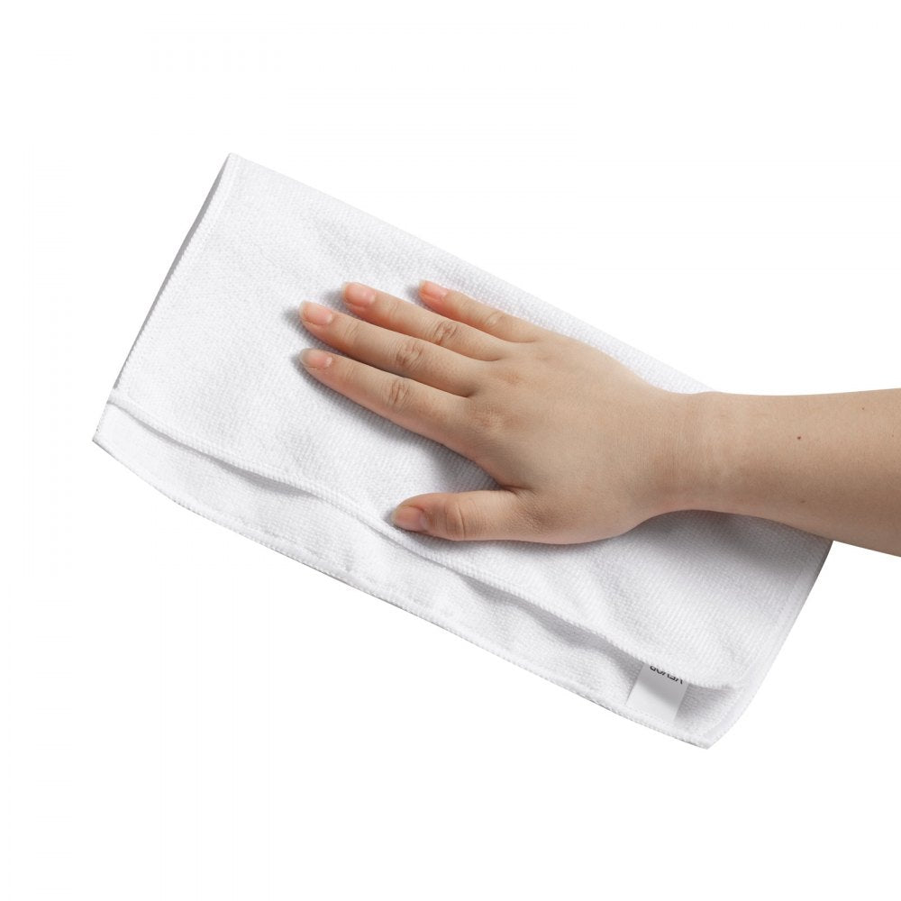 VEVOR 50 Pack White Microfiber Cleaning Cloth, 12 x 12 in Premium Microfiber Towels, Lint-Free and Scratch-Free, Absorbent Cleaning Rags for Car, Household, Kitchen, Window,  SPA, Hotel & Bathroom