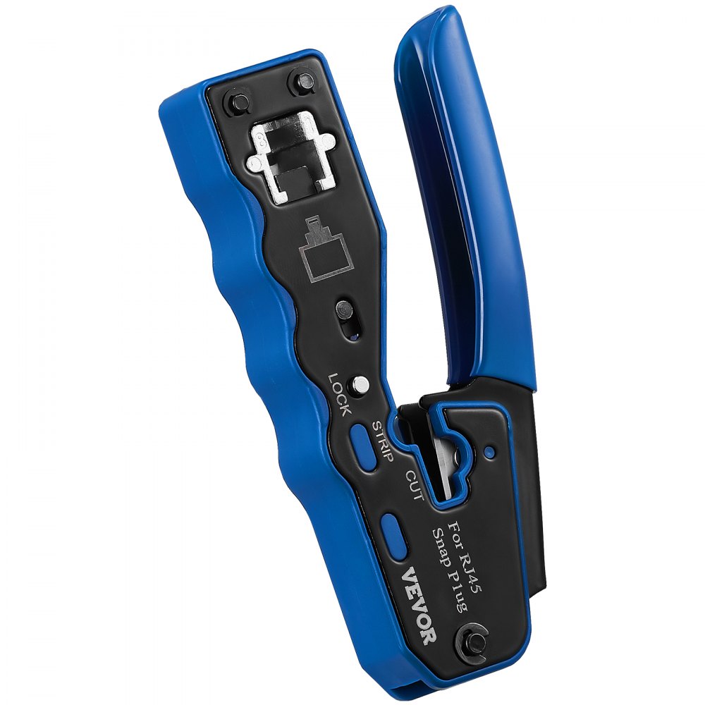 VEVOR RJ45 Crimp Tool Kit, Cat5e/Cat6/Cat6a Pass Through Ethernet Crimper for 8P8C Modular Plugs with 20pcs Connectors and 20pcs Covers, Wire Stripper and Network Tester
