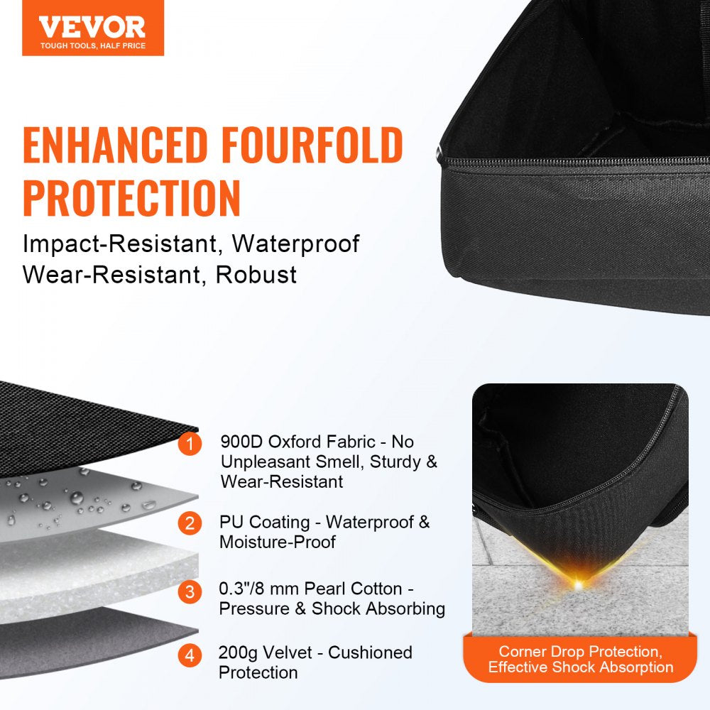 VEVOR Telescope Case, 41", Telescope Large Storage Bag with Fixed Buckles, Multi-Pocket and Detachable Divider, Shock-Absorbent Telescope Carrying Case for Optical Tube & Tripod, Counterweight Pocket