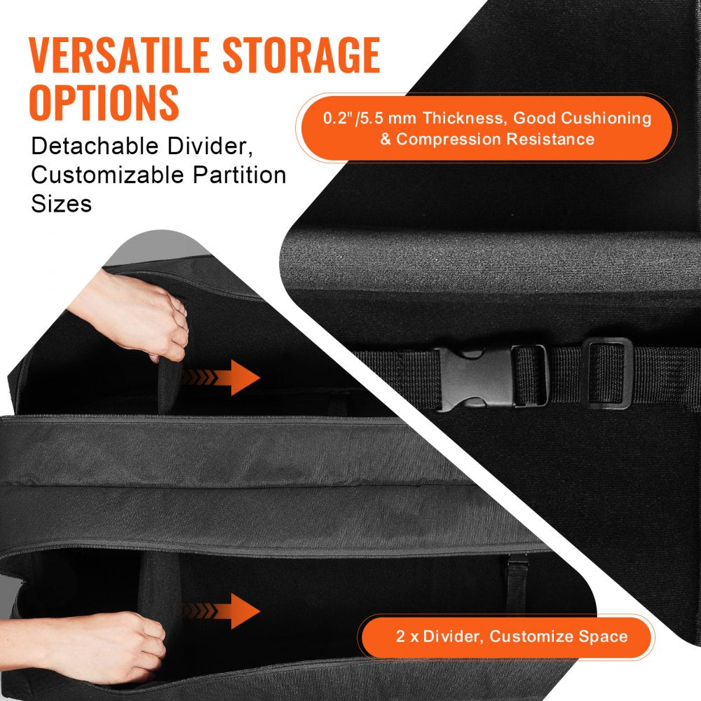 VEVOR Telescope Case, 41", Telescope Large Storage Bag with Fixed Buckles, Multi-Pocket and Detachable Divider, Shock-Absorbent Telescope Carrying Case for Optical Tube & Tripod, Counterweight Pocket