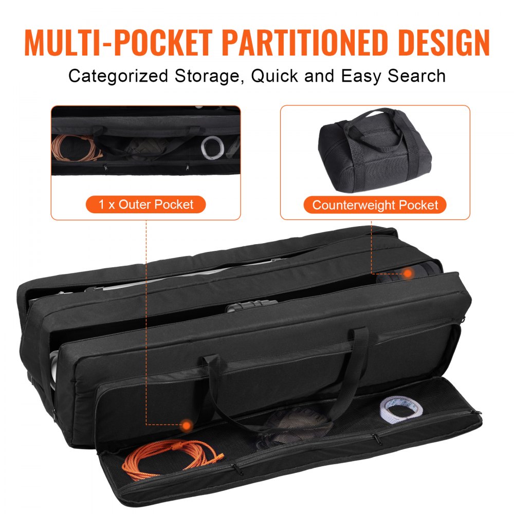 VEVOR Telescope Case, 41", Telescope Large Storage Bag with Fixed Buckles, Multi-Pocket and Detachable Divider, Shock-Absorbent Telescope Carrying Case for Optical Tube & Tripod, Counterweight Pocket