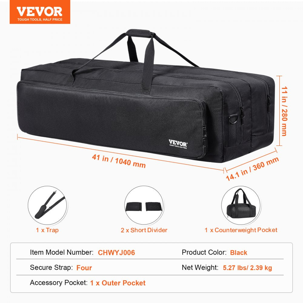 VEVOR Telescope Case, 41", Telescope Large Storage Bag with Fixed Buckles, Multi-Pocket and Detachable Divider, Shock-Absorbent Telescope Carrying Case for Optical Tube & Tripod, Counterweight Pocket