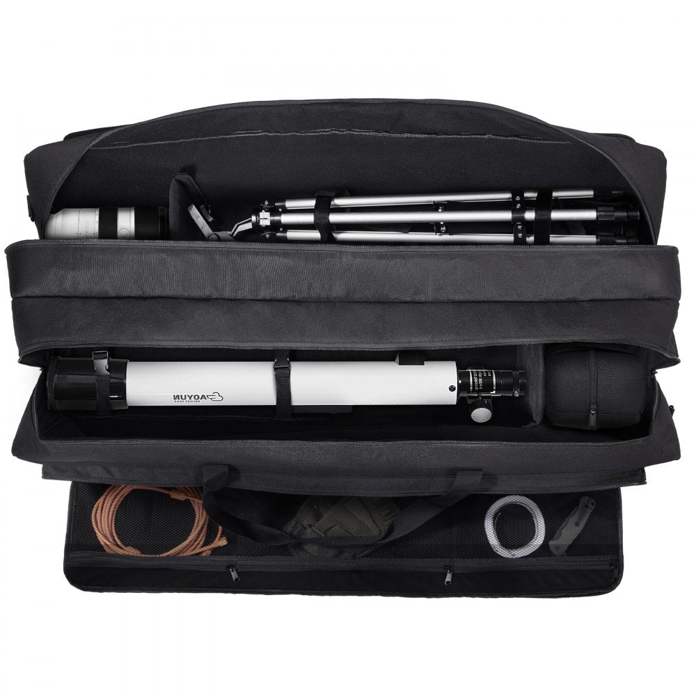VEVOR Telescope Case, 41", Telescope Large Storage Bag with Fixed Buckles, Multi-Pocket and Detachable Divider, Shock-Absorbent Telescope Carrying Case for Optical Tube & Tripod, Counterweight Pocket