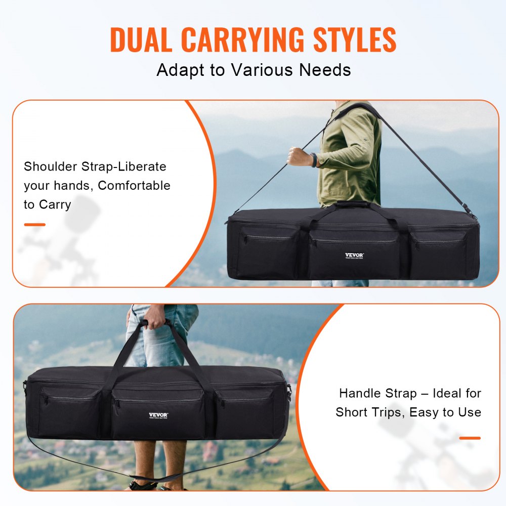 VEVOR Telescope Case, 40.7", Telescope Large Storage Bag with Fixed Buckles, Multi-Pocket & Detachable Divider, Shock-Absorbent Telescope Carrying Case for Optical Tube & Tripod, Counterweight Pocket